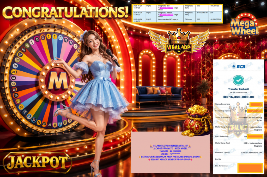 VIRAL4DP JACKPOT PRAGMATIC ” MEGA WHEEL ” Rp16.350.000,- LUNAS