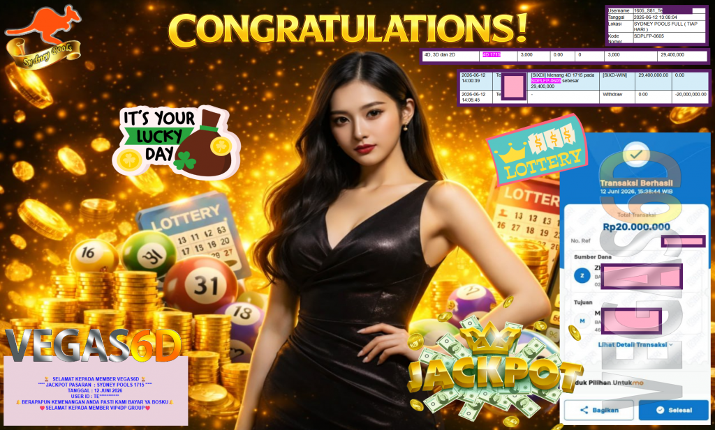 VEGAS6D JACKPOT PASARAN ” SYDNEY POOLS 1715 ″ R20.000.000,- LUNAS