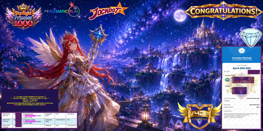 VICTORY4DP JACKPOT PRAGMATIC ” STARLIGHT PRINCESS 1000 ” R14.500.000,- LUNAS