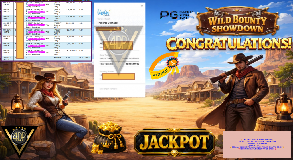 VIP4DP JACKPOT PGSOFT ” WILD BOUNTY SHOWDOWN ” Rp30.520.000,- LUNAS