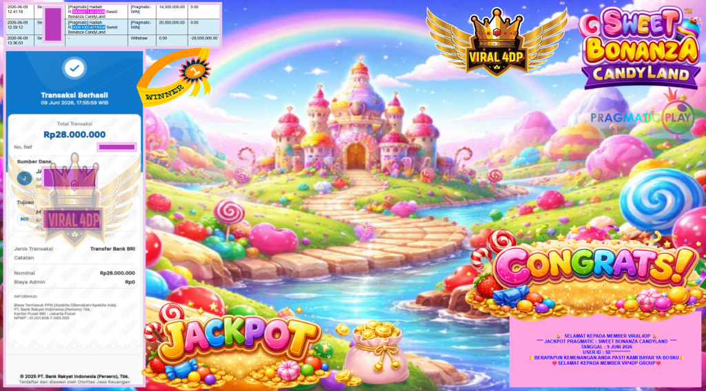 VIRAL4DP JACKPOT PRAGMATIC ” SWEET BONANZA CANDYLAND ” R28.000.000,- LUNAS