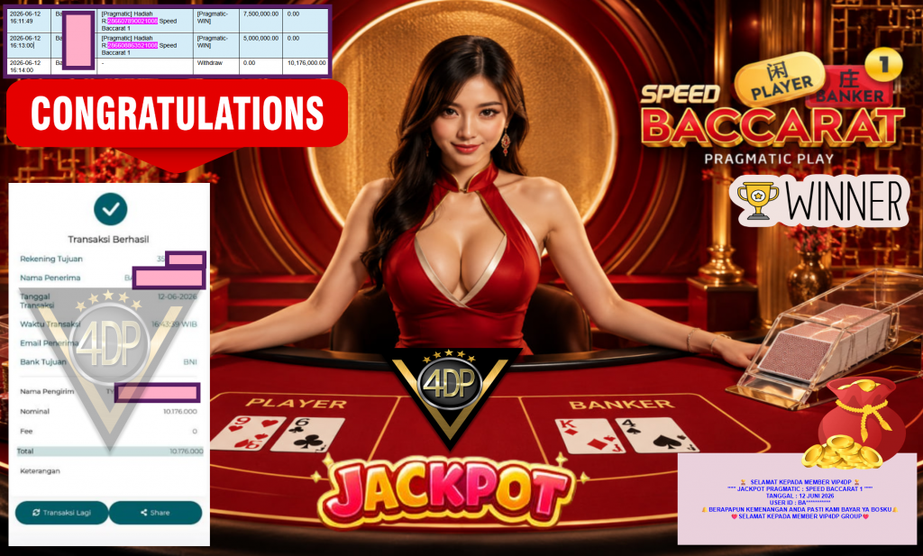 VIP4DP JACKPOT PRAGMATIC ” SPEED BACCARAT 1 ″ R10.176.000,- LUNAS