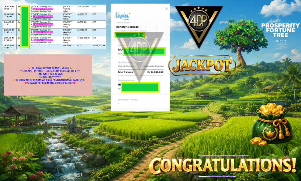 VIP4DP JACKPOT PG SOFT ” PROSPERITY FORTUNE TREE ” Rp34.000.000,- LUNAS