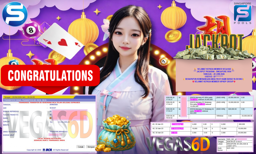 VIP4DP JACKPOT PASARAN ” SINGAPORE 9954 ” Rp33.000.000,- LUNAS