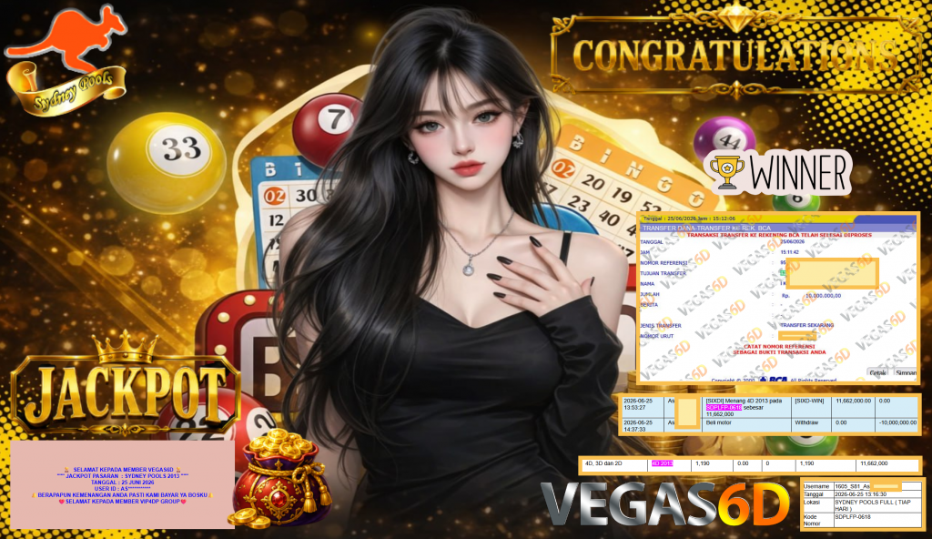 VEGAS6D JACKPOT PASARAN ” SYDNEY POOLS 2013 ” Rp10.000.000,- LUNAS