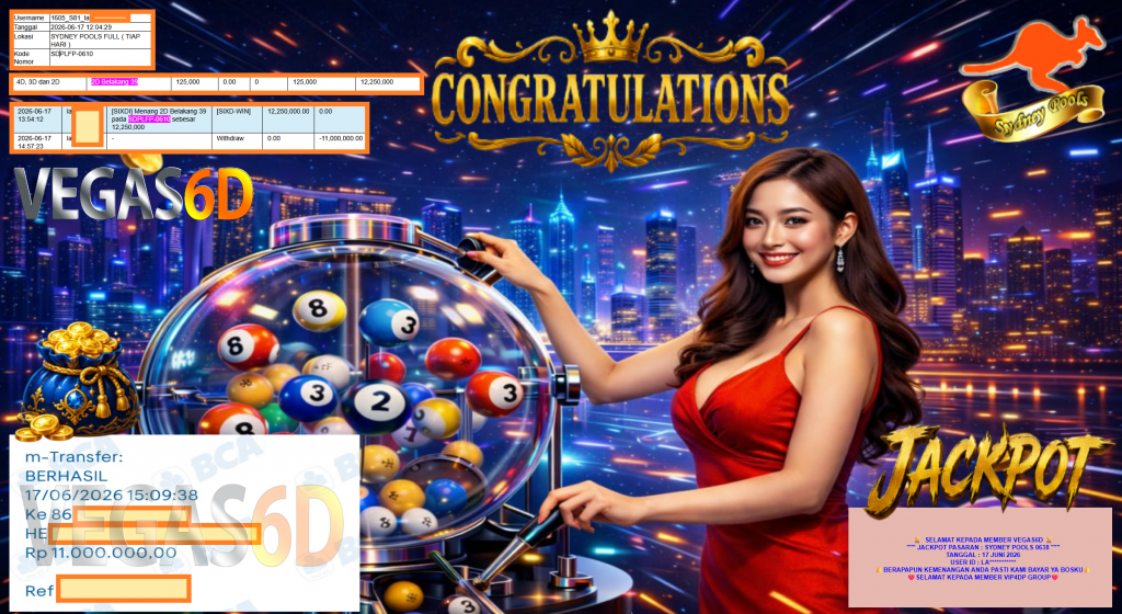 VEGAS6D JACKPOT PASARAN ” SYDNEY POOLS 0638 ” Rp11.000.000,- LUNAS
