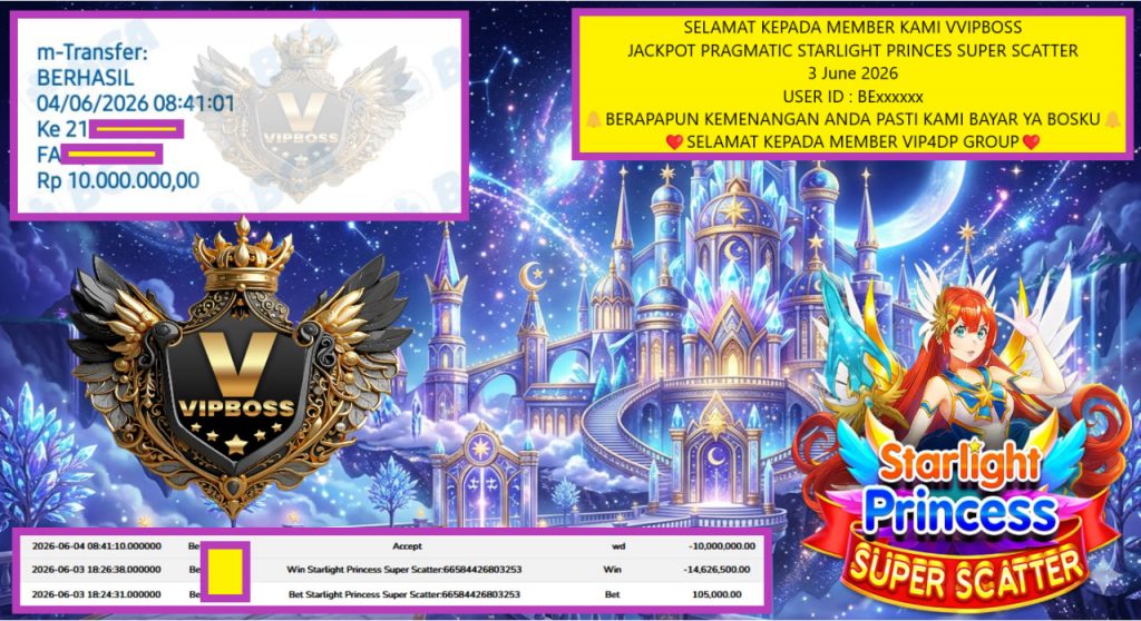 VVIPBOSS JACKPOT PRAGMATIC STARLIGHT PRINCES SUPER SCATTER Rp 10.000.000,- LUNAS