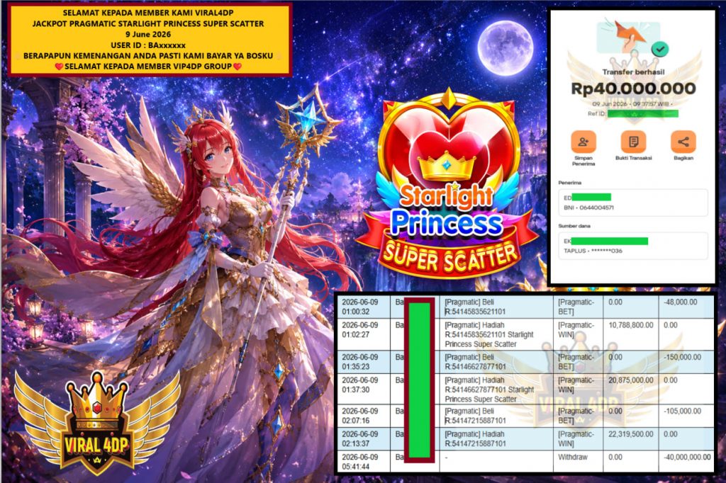 VIRAL4DP JACKPOT PRAGMATIC STARLIGHT PRINCESS SUPER SCATTER Rp 40.000.000,- LUNAS