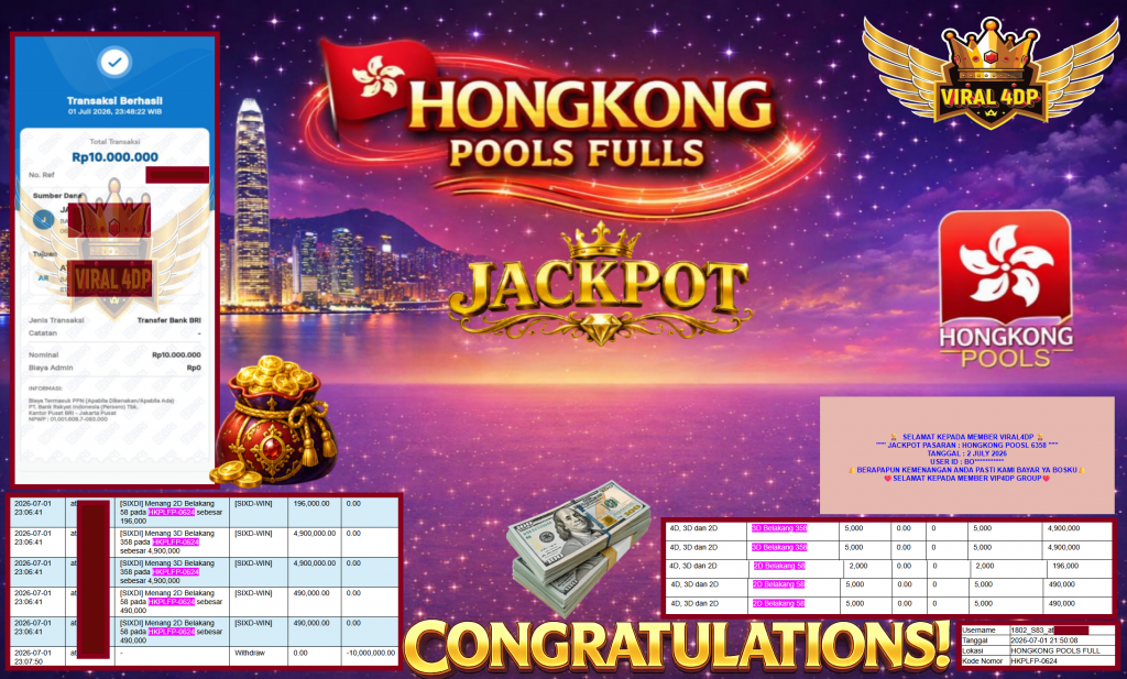 VIRAL4DP JACKPOT PASARAN ” HONGKONG POOSL 6358 ” Rp10.000.000,- LUNAS