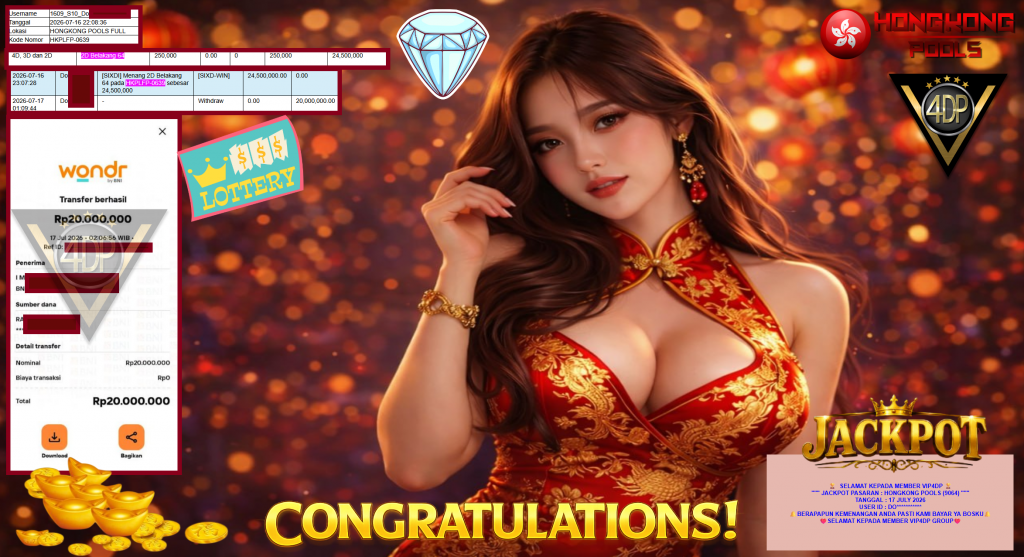 VIP4DP JACKPOT PASARAN ” HONGKONG POOLS (9064) ” Rp20.000.000,- LUNAS
