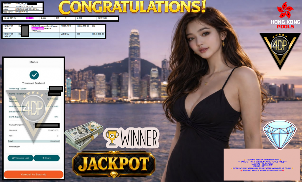 VIP4DP JACKPOT PASARAN ” HONGKONG POOLS (4152) ” Rp18.640.000,- LUNAS