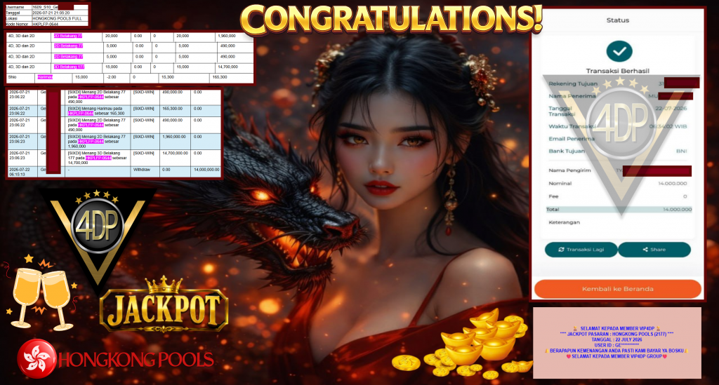 VIP4DP JACKPOT PASARAN ” HONGKONG POOLS (2177) ” Rp14.000.000,- LUNAS
