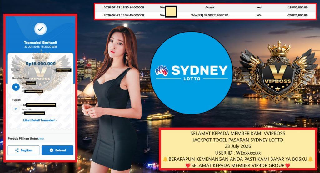VVIPBOSS JACKPOT TOGEL PASARAN SYDNEY LOTTO Rp 18.000.000,- LUNAS