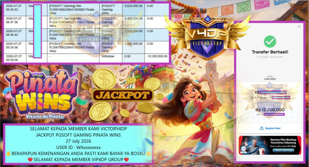 VICTORY4DP JACKPOT PGSOFT GAMING PINATA WINS Rp 12.300.000,- LUNAS