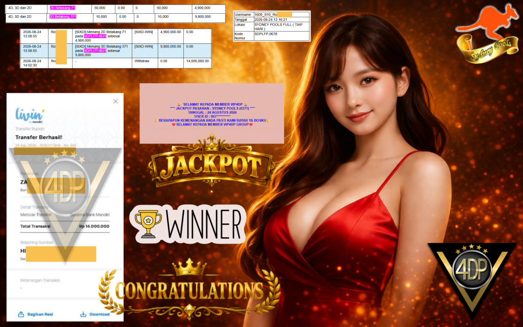VIP4DP JACKPOT PASARAN ” PASARAN ” Rp14.000.000,- LUNAS