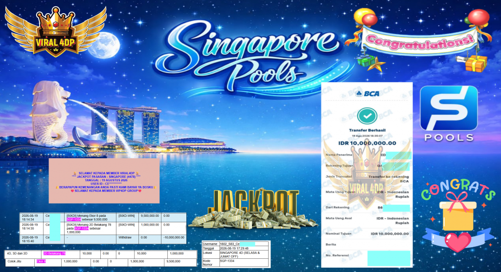 VIRAL4DP JACKPOT PASARAN ” SINGAPORE (4478) ” Rp10.000.000,- LUNAS