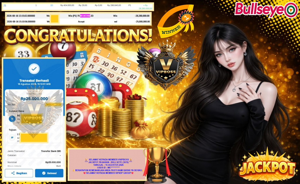 VVIPBOSS JACKPOT PASARAN ” BULLSEYE (3070) ” Rp25.000.000,- LUNAS