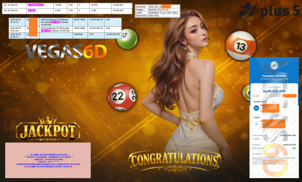 VEGAS6D JACKPOT PASARAN ” GERMANY PLUS (9854) ” Rp45.000.000,- LUNAS