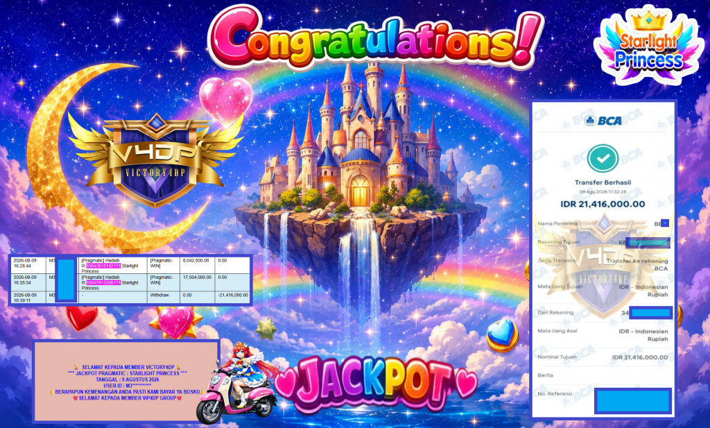 VICTORY4DP JACKPOT PRAGMATIC ” STARLIGHT PRINCESS ” Rp21.416.000,- LUNAS