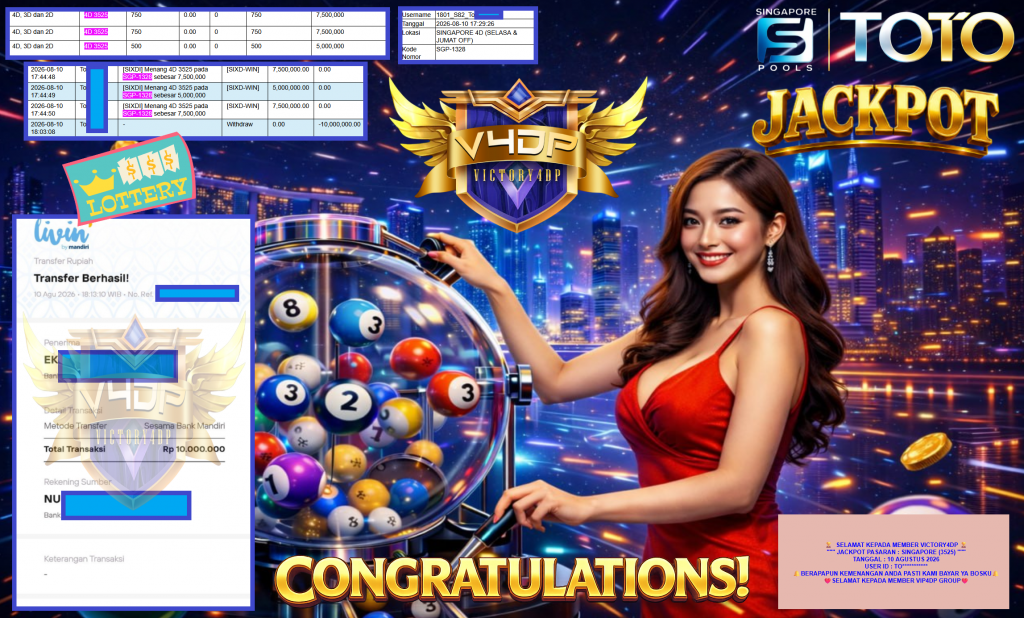 VICTORY4DP JACKPOT PASARAN ” SINGAPORE (3525) ” Rp10.000.000,- LUNAS