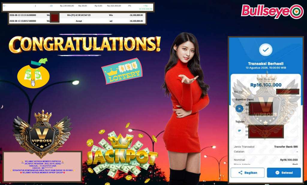 VVIPBOSS JACKPOT PASARAN ” BULLSEYE (4242) ” Rp16.100.000,- LUNAS