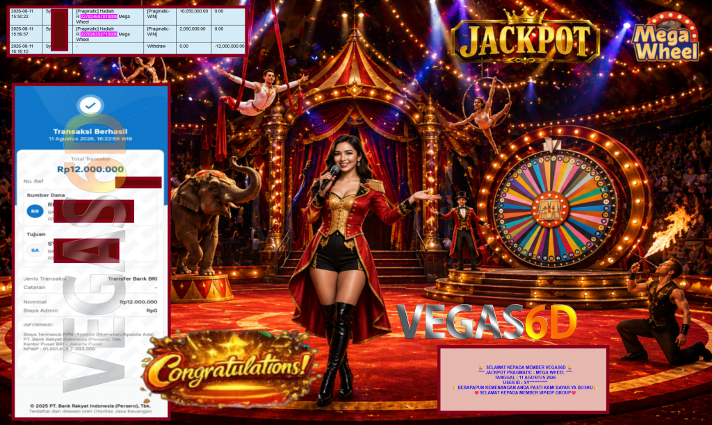 VEGAS6D JACKPOT PRAGMATIC ” MEGA WHEEL ” Rp12.000.000,- LUNAS