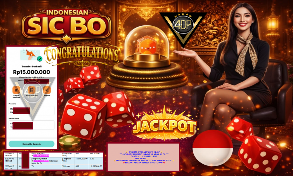 VIP4DP JACKPOT PRAGMATIC ” INDONESIA MEGA SIC BO ” Rp15.000.000,- LUNAS