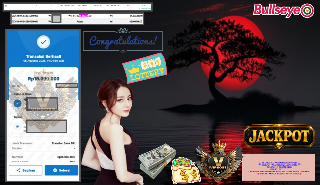 VVIPBOSS JACKPOT PASARAN ” BUILLSEYE (9385) ” Rp15.000.000,- LUNAS
