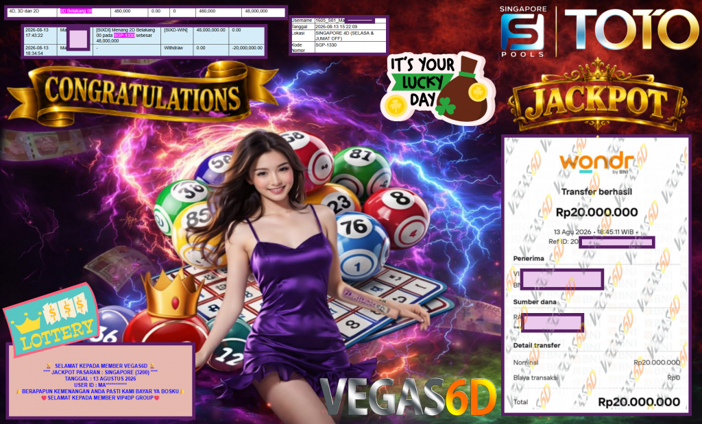 VEGAS6D JACKPOT PASARAN ” SINGAPORE (3200) ” Rp47.200.000,- LUNAS