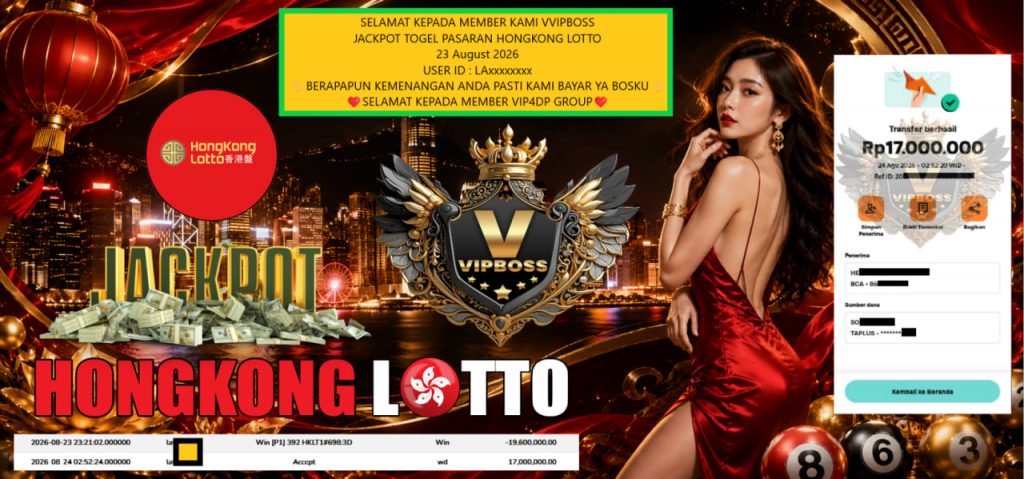 VVIPBOSS JACKPOT TOGEL PASARAN HONGKONG LOTTO Rp 17.000.000,- LUNAS