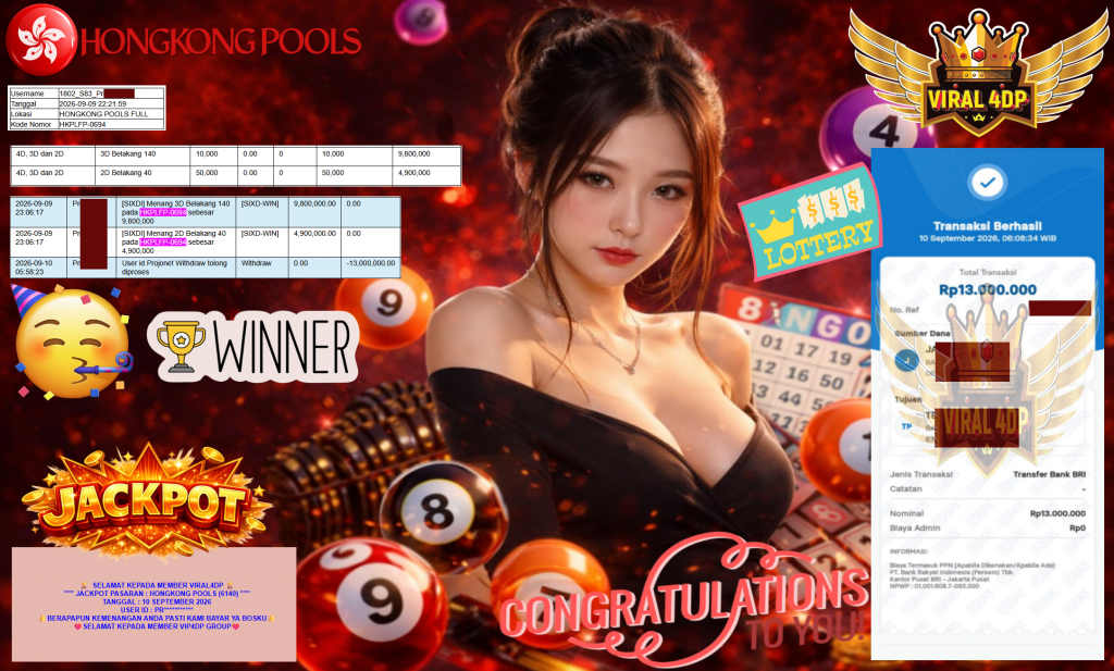 VIRAL4DP JACKPOT PASARAN ” HONGKONG POOLS (6140) ” Rp13.000.000,- LUNAS