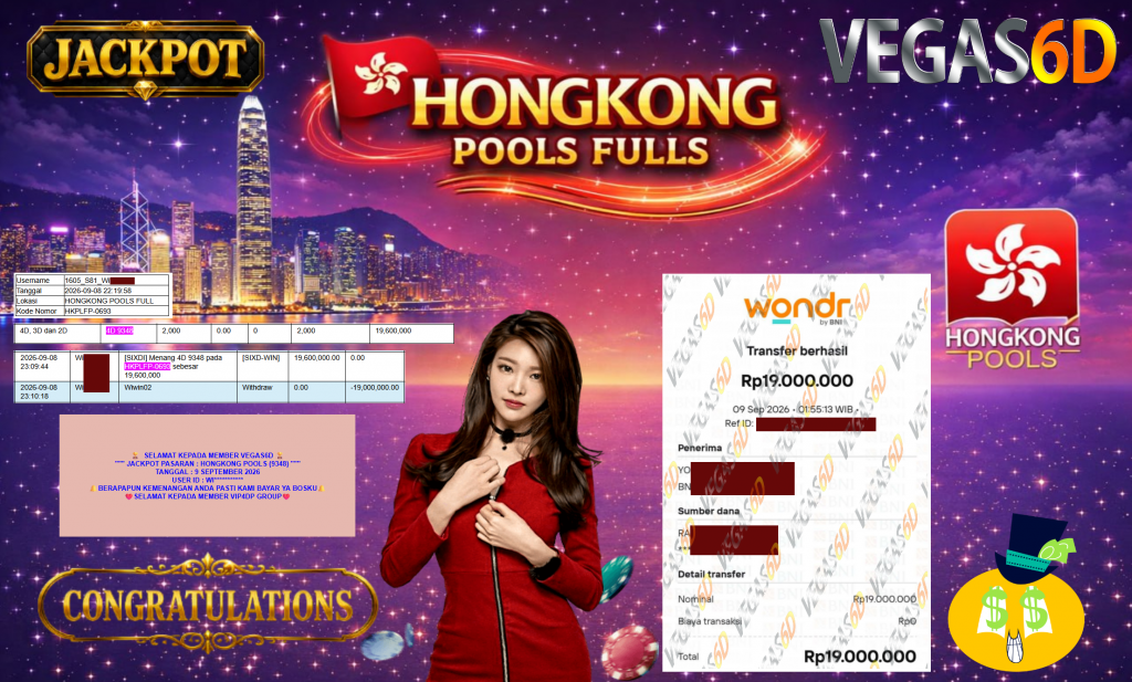 VEGAS6D JACKPOT PASARAN ” HONGKONG POOLS (9348) ” Rp19.000.000,- LUNAS