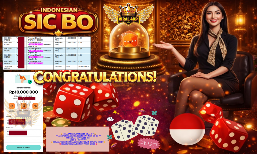 VIRAL4DP JACKPOT PRAGMATIC ” INDONESIAN MEGA SIC BO ” Rp10.000.000,- LUNAS