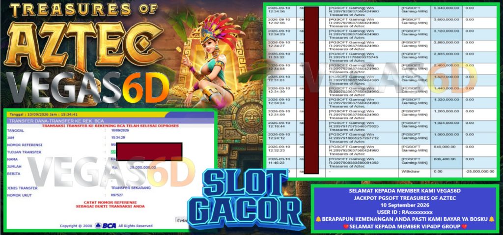 VIP4DP JACKPOT PGSOFT TREASURES OF AZTEC Rp 28.000.000,- LUNAS
